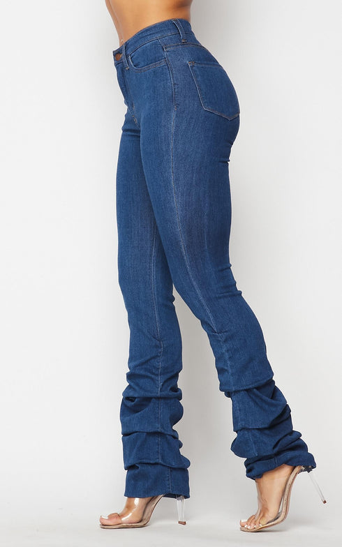 Scrunch Bottom Bootcut Jeans - Medium Denim - SohoGirl.com